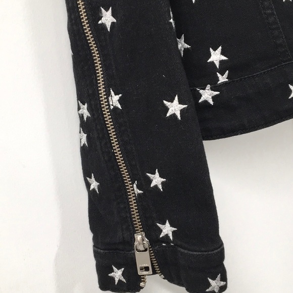 Diesel  Black Denim  Jachet, Embroidery White Stars  skull  open laced back - Picture 13 of 16